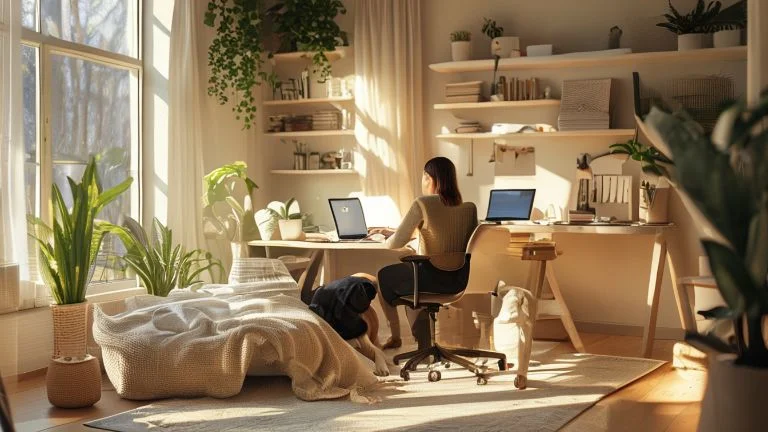 Como criar um home office produtivo e acolhedor com seus pets